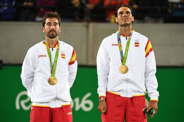 Marc Lopez (ESP) Rafael Nadal (ESP) TENNIS : OS Sommer 2016 - Rio - 12 08 16 Virginiebouyer panoramic 