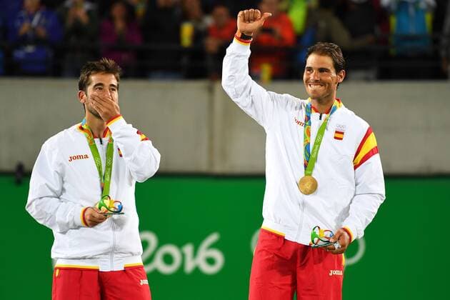 Marc Lopez (ESP) Rafael Nadal (ESP) TENNIS : OS Sommer 2016 - Rio - 12 08 16 Virginiebouyer panoramic 