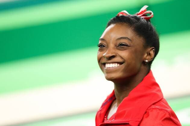 (160814) -- RIO DE JANEIRO, Aug. 14, 2016 -- Simone Biles of the United States of America reacts during the women s vault final of Artistic Gymnastics at the 2016 Rio Olympic Games Olympische Spiele Olympia OS in Rio de Janeiro, Brazil, on Aug. 14, 2016. Simone Biles won the gold medal. ) (xr) (SP)BRAZIL-RIO DE JANEIRO-OLYMPICS-GYMNASTICS ZhengxHuansong 