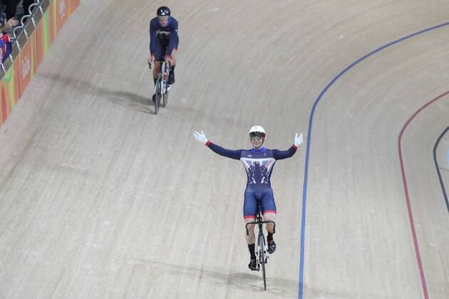 KENNY Jason (GBR) vs SKINNER Callum (GBR) Sprint Einzel - Finale Bahnrad : Sprint Einzel Herren - JO 2016 - Rio - 14 08 2016 Panoramic Pitch 