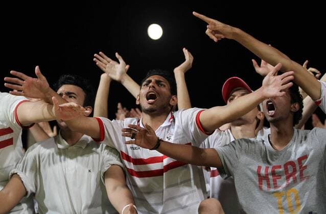 Fußball, CAF Champions League, al Zamalek SC - FC Enyimba August 15, 2016 - Cairo, Cairo, Egypt - Egypt?s Zamalek fans cheer during the African Champions League football match between Egypt?s Zamalek and Nigeria?s Enyimba FC at Petro stadium in Cairo on August 15, 2016 Middle East News - August 15, 2016 - ZUMAap3_