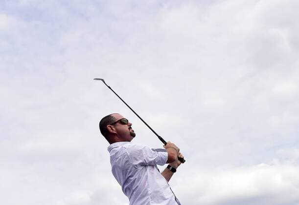 Golf player Rory Sabbatini plays his ball during the exhibition in Prague, Czech Republic, August 16, 2016, prior to the D+D REAL Czech Masters tournament at the Albatross Golf Resort from August 18-21. (CTKxPhoto RomanxVondrous) CTKPhotoP201608160930501  vnd 6