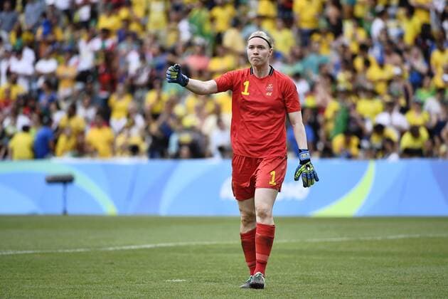 Rio 2016, Fußball, Damen, Schweden zieht ins Finale ein Schweden s Keeper Hedvig Lindahl Jubel Halbfinale Brasilien - Schweden Olympische Spiele in Rio de Janeiro.  Copyright: CARLxSANDIN BB160816CS037