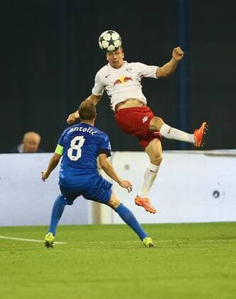SOCCER - UEFA CL quali, Zagreb vs RBS ZAGREB,CROATIA,16.AUG.16 - SOCCER - UEFA Champions League, Play-off qualification, GNK Dinamo Zagreb vs Red Bull Salzburg. Image shows Domagoj Antolic (Zagreb) and Christian Schwegler (RBS). GEPAxpictures xFelixxRoittner