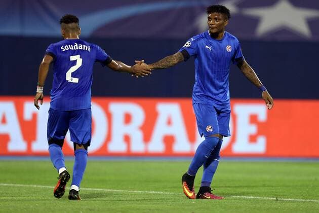 Champions League play off - GNK Dinamo vs FC Red Bull Salzburg 16.08.2016., Zagreb, Croatia - First leg of UEFA Champions League play off at Maksimir stadium between GNK Dinamo and FC Red Bull Salzburg. Soudani, Junior Fernandes.  DaliborxUrukalovic PIXSELL
