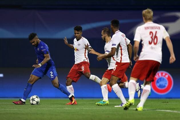Champions League play off - GNK Dinamo vs FC Red Bull Salzburg 16.08.2016., Zagreb, Croatia - First leg of UEFA Champions League play off at Maksimir stadium between GNK Dinamo and FC Red Bull Salzburg. Soudani, Valentino Lazaro.  DaliborxUrukalovic PIXSELL