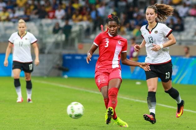 Rio 2016, Fußball, Damen, Deutschland - Kanada Olympics 2016 Football BH BELO HORIZONTE, MG - 16.08.2016: OLYMPICS 2016 FOOTBALL BH - Kadeisha Buchanan, Canada, is marked by Sara Daebritz, Germany, during the match between Canada (CAN) vs Germany (GER), the semifinals of the Football Olympic Women, the Olympics 2016 held in Mineirao Stadium in the host city Belo Horizonte, MG. (Photo: Dudu Macedo Fotoarena) x1185750x DuduxMacedo