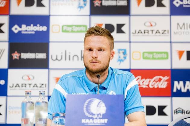 Gent s Lasse Nielsen pictured during a press conference PK Pressekonferenz of Belgian first league soccer team KAA Gent, Wednesday 17 August 2016, in Gent. Tomorrow Gent is playing the first leg of the playoff round in the Europa League competition against Macedonia s Shkendija. JASPERxJACOBS  x04912874x