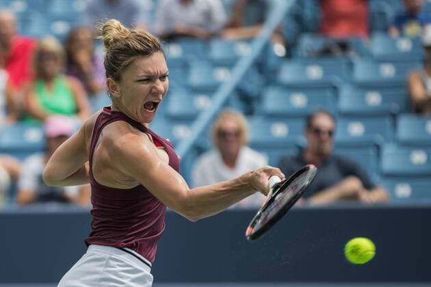 August 17, 2016 - Mason, Ohio, USA - Simona Halep (ROU) in action in Wednesday s match that was resumed from Tuesday s rain delay of the Western and Southern Open at at the Lindner Family Tennis Center , Mason, Oh. Tennis 2016 - Western And Southern Open - Day 5 - ZUMAs304