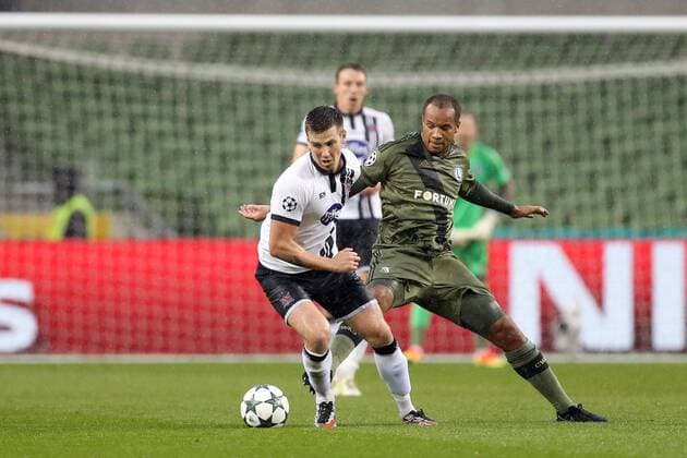 DUBLIN UEFA CHAMPIONS LEAGUE QUALIFICATION FOURTH ROUND MATCH: DUNDALK FC - LEGIA WARSAW PATRICK MCELENEY VADIS ODJIDJA OFOE  160817PYK0011