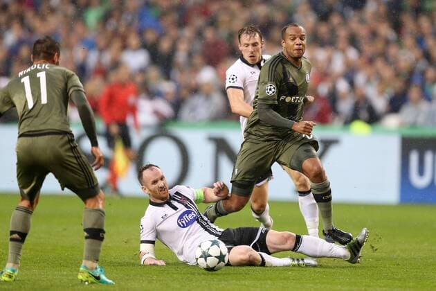 DUBLIN UEFA CHAMPIONS LEAGUE QUALIFICATION FOURTH ROUND MATCH: DUNDALK FC - LEGIA WARSAW STEPHEN O DONNELL VADIS ODJIDJA OFOE  160817PYK0017