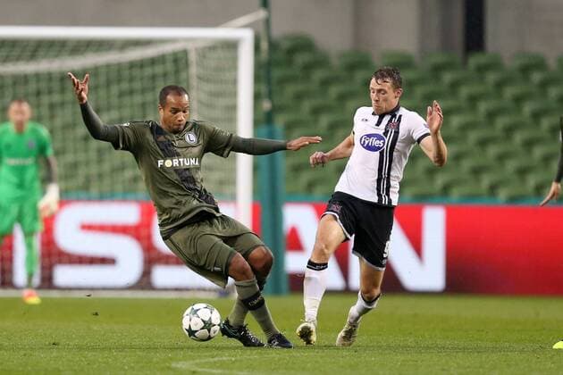 DUBLIN UEFA CHAMPIONS LEAGUE QUALIFICATION FOURTH ROUND MATCH: DUNDALK FC - LEGIA WARSAW VADIS ODJIDJA OFOE DAVID MCMILLAN  160817PYK0024