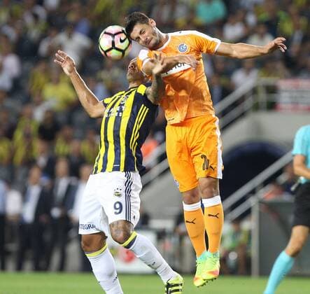 UEFA Europa league Playoff first leg match between Fenerbahce and Grasshoppers at Ulker Stadium in Istanbul on August 18 , 2016. Pictured: Jose Fernandao (L) of Fenerbahce and of Grasshoppers. Not available for publication in Turkey. 
