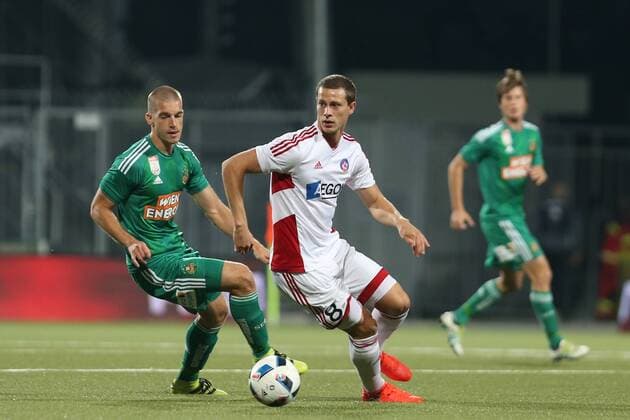 SRDJAN GRAHOVAC RAPID JAMES LAWRENCE TRENCIN - ZILINA 18.08.2016 SPORT FOOTBALL SEASON 2016 17 UEFA EUROPA LEAGUE FOURTH ROUND QUALIFICATION AS TRENCIN - RAPID WIEN - --- Newspix.pl  160818CHW024