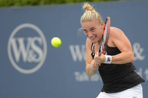 August 18, 2016 - Mason, Ohio, United States - TIMEA BABOS of Hungary in her match vs D. Cibulkova in the Western & Southern Tennis Tournament in Mason Ohio. Tennis 2016 - Western & Southern Open - Day 6 - ZUMAl132