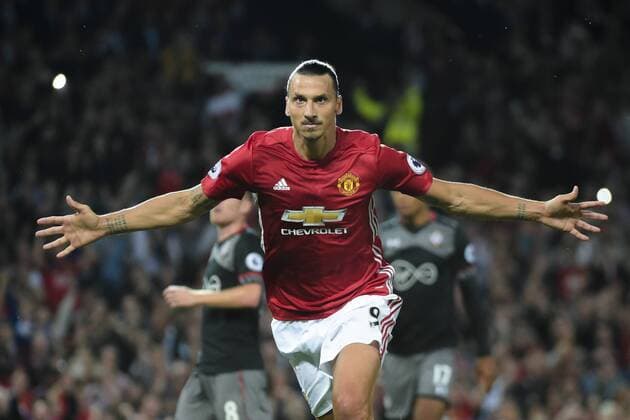 160819 Manchester Uniteds Zlatan Ibrahimovic 2-0 FOOTBALL i Premier League Manchester United ManU and FC Southampton 19 august 2016 i Manchester.  Copyright: NiklasxLarsson BB160819NL023