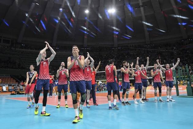 2016 Volleyball Olympics RIO DE JANEIRO, RJ - 21.08.2016: 2016 VOLLEYBALL OLYMPICS - US team won the bronze medal and celebrates in the match United States (USA) x Russia (RUS) during the Volleyball Rio Olympics 2016 held in Maracanãzinho. NOT AVAILABLE FOR LICENSING IN CHINA (Photo: Celso Pupo Fotoarena) x1192186x  CelsoxPupo