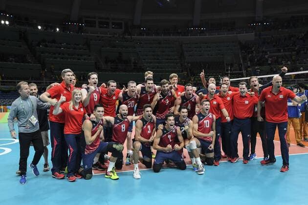 2016 Volleyball Olympics RIO DE JANEIRO, RJ - 21.08.2016: 2016 VOLLEYBALL OLYMPICS - US team won the bronze medal and celebrates in the match United States (USA) x Russia (RUS) during the Volleyball Rio Olympics 2016 held in Maracanãzinho. NOT AVAILABLE FOR LICENSING IN CHINA (Photo: Celso Pupo Fotoarena) x1192187x  CelsoxPupo