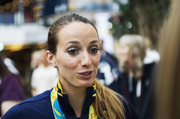 Rio 2016, Fußball Damen, Empfang der schwedischen Nationalmannschaft in Stockholm Kosovare Asllani - Stockholm, Schweden - Fussball, Empfang Fussball Nationalteam Schweden der Damen nach Gewinn der Bronze-Medaille.  Copyright: LINNEAxRHEBORG BB160821LN049