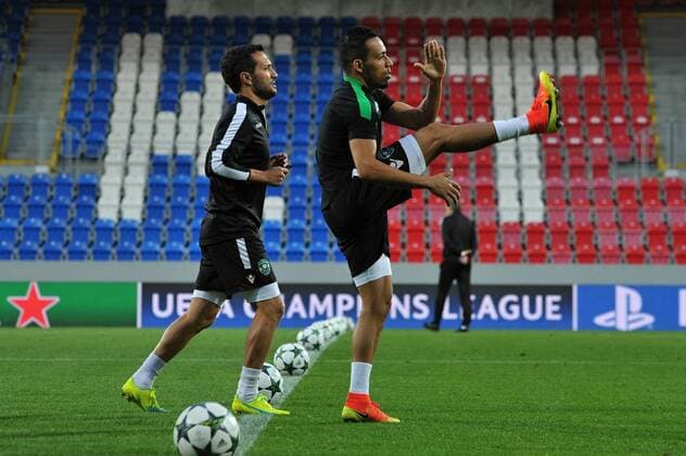 Players of Ludogorets Razgrad attend the practice session prior to the 4th qualifying round of football Champions League return match FC Viktoria Pilsen vs PFC Ludogorets Razgrad in Pilsen, Czech Republic, August 22, 2016. (CTKxPhoto PavelxNemecek) CTKPhotoP201608220800701  nmc5