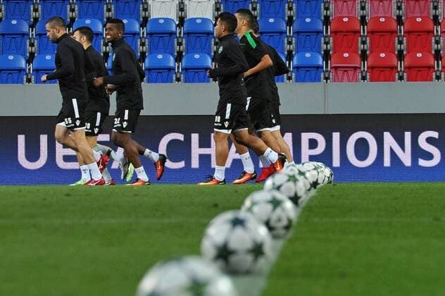 Players of Ludogorets Razgrad attend the practice session prior to the 4th qualifying round of football Champions League return match FC Viktoria Pilsen vs PFC Ludogorets Razgrad in Pilsen, Czech Republic, August 22, 2016. (CTKxPhoto PavelxNemecek) CTKPhotoP201608220803101  nmc7