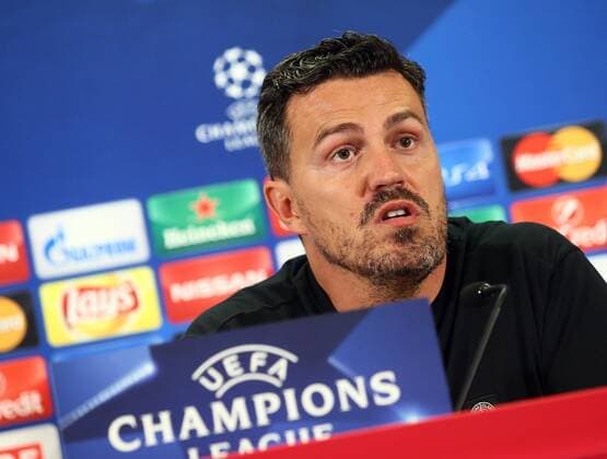 SOCCER - UEFA CL quali, RBS vs Zagreb SALZBURG,AUSTRIA,23.AUG.16 - SOCCER - UEFA Champions League, Play-off qualification, Red Bull Salzburg vs GNK Dinamo Zagreb, preview, press conference PK Pressekonferenz of RBS. Image shows head coach Oscar Garcia (RBS). GEPAxpictures xFelixxRoittner