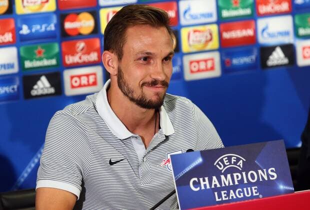 SOCCER - UEFA CL quali, RBS vs Zagreb SALZBURG,AUSTRIA,23.AUG.16 - SOCCER - UEFA Champions League, Play-off qualification, Red Bull Salzburg vs GNK Dinamo Zagreb, preview, press conference PK Pressekonferenz of RBS. Image shows Andreas Ulmer (RBS). GEPAxpictures xFelixxRoittner