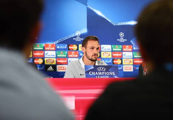 SOCCER - UEFA CL quali, RBS vs Zagreb SALZBURG,AUSTRIA,23.AUG.16 - SOCCER - UEFA Champions League, Play-off qualification, Red Bull Salzburg vs GNK Dinamo Zagreb, preview, press conference PK Pressekonferenz of RBS. Image shows Andreas Ulmer (RBS). GEPAxpictures xFelixxRoittner