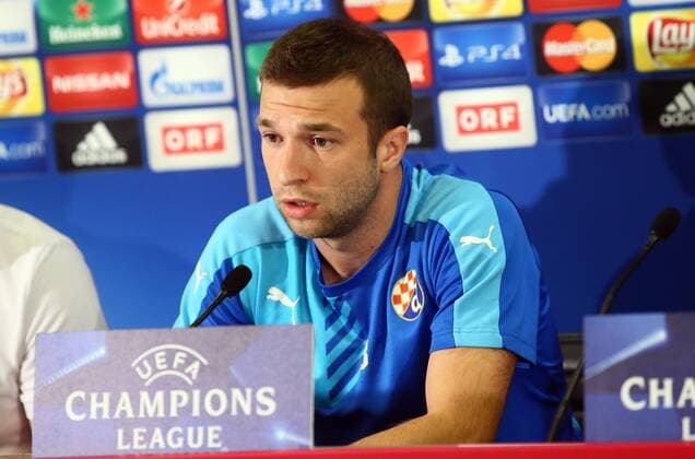 SOCCER - UEFA CL quali, RBS vs Zagreb SALZBURG,AUSTRIA,23.AUG.16 - SOCCER - UEFA Champions League, Play-off qualification, Red Bull Salzburg vs GNK Dinamo Zagreb, preview, press conference PK Pressekonferenz of Zagreb. Image shows Domagoj Antolic (Zagreb). GEPAxpictures xFelixxRoittner
