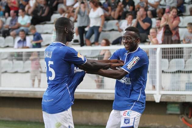 (Auxerre) Joie Brahim Konate FOOTBALL : Auxerre vs Strasbourg - 2e tour Coupe Ligue - 23 08 2016 StephanieGrossetete Panoramic 