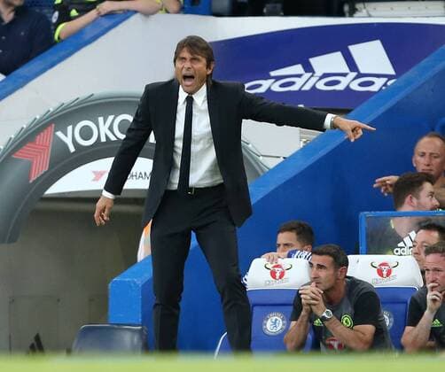 Chelsea s Antonio Conte in action during the EFL Cup match at the Stamford Bridge Stadium, London. Picture date August 23rd, 2016 Pic David Klein Sportimage EDITORIAL USE ONLY. No use with unauthorised audio, video, data, fixture lists, club league logos or live services. Online in-match use limited to 120 images, no video emulation. No use in betting, games or single club league player publications.