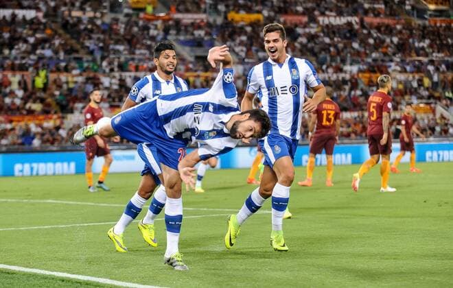 August 23, 2016 - Rome, Italy - Felipe of Porto celebrates scoring his side first goal during the UEFA Champions League playoff match between AS Roma and FC Porto, at Olympic Stadium in Rome on August 23, 2016. AS Roma v Porto - UEFA Champions League  - ZUMAn230