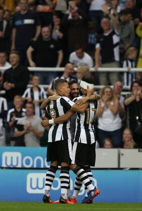 . 23 08 2016. Newcastle, United Kingdom. Newcastle United v Cheltenham Town. St James Park. Newcastle United™s Ayoze Perez celebrates after scoring the opening goal of the match.  xChrisxBoothx xixImagesx IIM-13332-0011