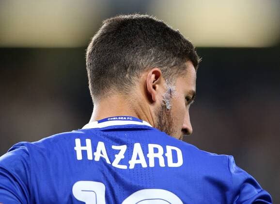 Chelsea s Eden Hazard shows off a cut to his face during the EFL Cup match at the Stamford Bridge Stadium, London. Picture date August 23rd, 2016 Pic David Klein Sportimage EDITORIAL USE ONLY. No use with unauthorised audio, video, data, fixture lists, club league logos or live services. Online in-match use limited to 120 images, no video emulation. No use in betting, games or single club league player publications.