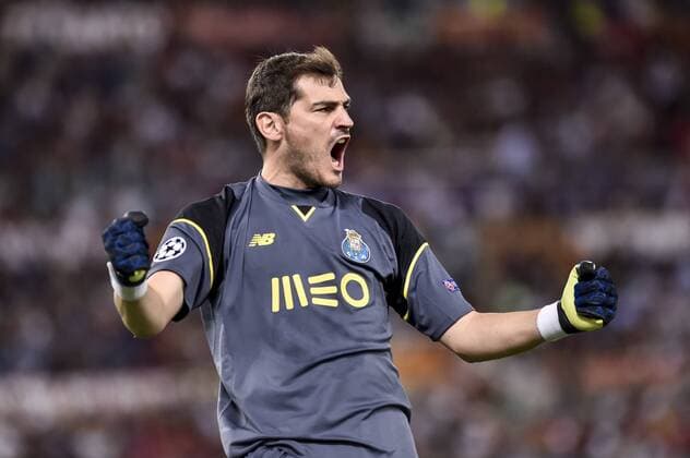 August 23, 2016 - Rome, Italy - Iker Casillas of Porto celebrates after Miguel Layn of Porto scored second goal during the match between FC Porto v AS Rome UEFA Champions League playoff match in Rome, Italy, on August 23, 2016. AS Roma v Porto: UEFA Champions League  - ZUMAn230