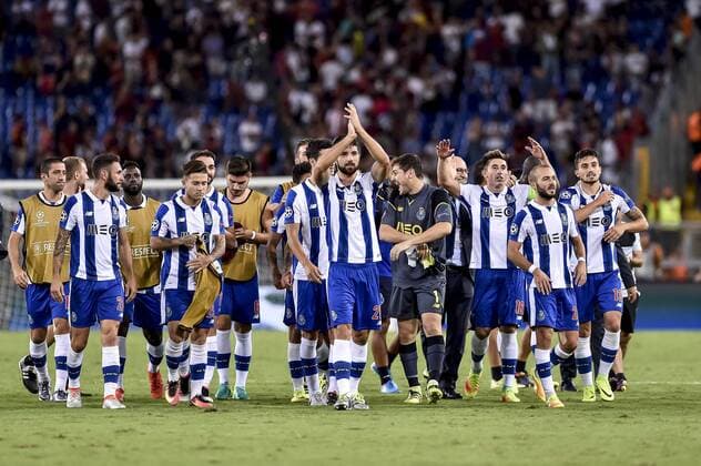 August 23, 2016 - Rome, Italy - Players of Porto celebrate the victory after the match between FC Porto v AS Rome UEFA Champions League playoff match in Rome, Italy, on August 23, 2016 AS Roma v Porto: UEFA Champions League  - ZUMAn230