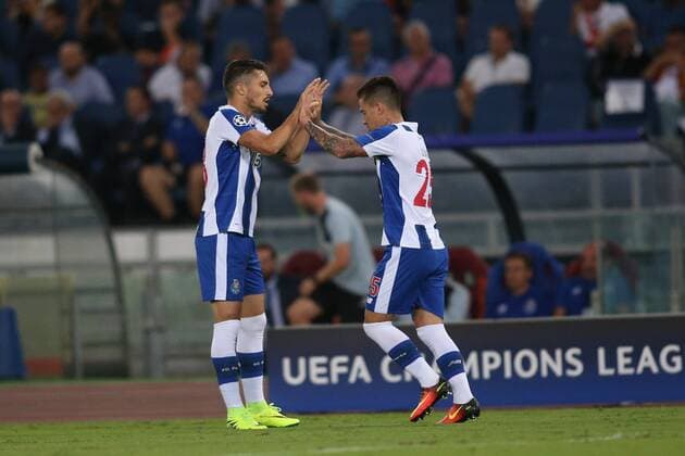 23.08.2016. Rome, Italy. Felipe celebrates as he scores his goal during the UEFA Champions league match between A.S. Roma versus FC Porto at Olympic Stadium in Rome . xmarcoxiacobuccix  ActionPlus11779547