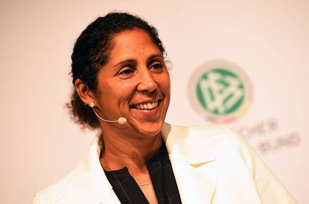 24.08.2016, xjhx, Fussball DFB Damen, Pressekonferenz Vorstellung Trainerteam um Steffi Jones, emspor, v.l. Trainerin Steffi Jones (Deutschland) Frankfurt am Main