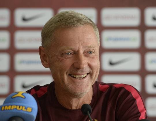 Coach of Sparta Zdenek Scastny speaks at a press conference PK Pressekonferenz prior to the fourth qualifying round of the Europa League return match Sparta Praha vs Sonderjyske in Prague, Czech Republic, August 24, 2016. (CTKxPhoto MichalxKrumphanzl) CTKPhotoP201608240890801  kru 2