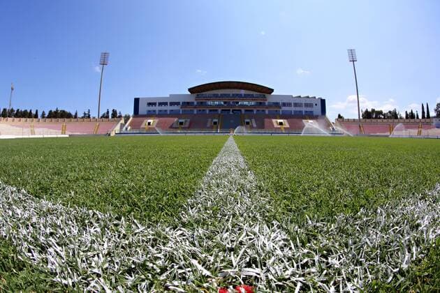 Fußball, Hybridrasen im Nationalstadion von Malta National Stadium, Ta Qali, Malta 24 08 2016 The new National Stadium SISGrass Hybrid pitch was officially presented during ahandover press conference PK Pressekonferenz event at the National Stadium itself in Ta Qali, Malta. SISGrass - the patented hybrid pitch system was implanted at the National Stadium in Ta Qali, Malta. The new playing surface will be officially inaugurated in Malta s forthcoming FIFA World Cup WM Weltmeisterschaft Fussball 2018 Group F qualification match against Scotland on September 4th at the same stadium. SISGrass Hybrid Pitch at the National Stadium in Malta MLT_SISGRASS