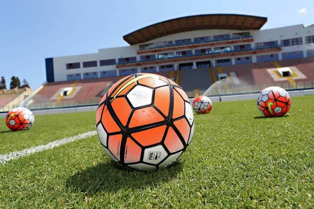 Fußball, Hybridrasen im Nationalstadion von Malta National Stadium, Ta Qali, Malta 24 08 2016 The new National Stadium SISGrass Hybrid pitch was officially presented during ahandover press conference PK Pressekonferenz event at the National Stadium itself in Ta Qali, Malta. SISGrass - the patented hybrid pitch system was implanted at the National Stadium in Ta Qali, Malta. The new playing surface will be officially inaugurated in Malta s forthcoming FIFA World Cup WM Weltmeisterschaft Fussball 2018 Group F qualification match against Scotland on September 4th at the same stadium. SISGrass Hybrid Pitch at the National Stadium in Malta MLT_SISGRASS