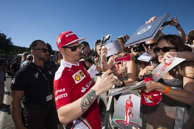 Finnish Kimi Raikkonen of Scuderia Ferrari pictured during an autographs session at the Grand Prix F1 of Belgium, in Spa-Francorchamps, Thursday 25 August 2016. The Spa-Francorchamps Formula One Grand Prix takes place this weekend, from August 26 until August 28. NICOLASxLAMBERT  x04918585x
