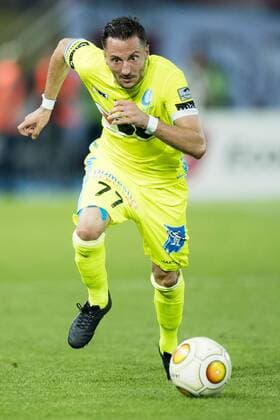 Gent s Danijel Milicevic pictured in action during a match between Macedonia s Shkendija and Belgian first league soccer team KAA Gent, the return leg of the playoff round in the Europa League competition, Thursday 25 August 2016, in Skopje, Macedonia. First leg ended on a 2-1 result in Belgium. JASPERxJACOBS  x04918762x