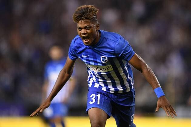 Genk s Leon Bailey celebrates after scoring during a match between Belgian first league team KRC Genk and Croatian Lokomotiva Zagreb, the return leg of the playoff round in the Europa League competition, in Genk, Thursday 25 August 2016. First leg ended on 2-2 draw result in Croatia. YORICKxJANSENS  x04918802x