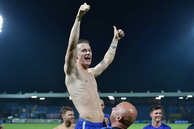 Fußball, EL Quali, Slovan Liberec - AEK Larnaka Jan Sykora of Liberec celebrates a goal during the fourth qualifying round return Europa League match Slovan Liberec vs AEK Larnaca in Liberec, Czech Republic, August 25, 2016. (CTKxPhoto RadekxPetrasek) CTKPhotoP201608251084101  PER 9