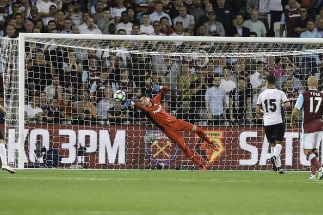 Silviu Lung Jr. (Astra), AUGUST 25, 2016 - Football Soccer : Silviu Lung Jr. of Astra makes a save during the UEFA Europa League Play-off second leg match between West Ham United and Astra Giurgiu at the London Stadium in London, England. Noxthirdxpartyxsales  (mdga011726)