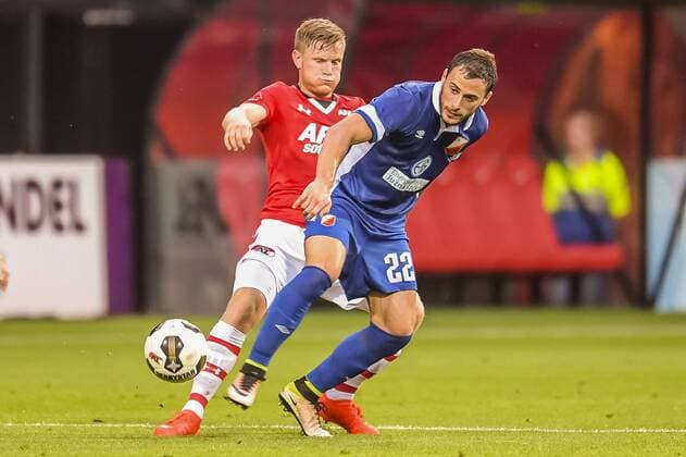 (L-R) Mattias Johansson of AZ Alkmaar, Filip Malbasic of FK Vojvodinaduring the Europa League match between AZ and FK Vojvodina on august 25, 2016 at the AFAS Stadium in Alkmaar, the Netherlands AZ v FK Vojvodina Europa League 2016 2017 xVIxGerritxvanxKeulenxIVx 6101705