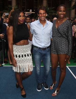 August 25, 2016 - New York, New York, U.S. - Tennis players SERENA WILLIAMS, RAFAEL NADAL and VENUS WILLIAMS attend the Virtual Tennis Tournament held at Lotte New York Palace. Tennis Players at Virtual Tennis Tournament - ZUMAk03_