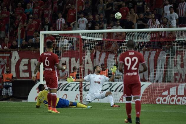 Greece: UEFA Europa League First playoff round, Game 2 Attempt of scoring of Arouca against Olympiacos. Final score, Olympiacos got 2 points while the Arouca got 1 point.  DimitriosxKarvountzisx xPacificxPress