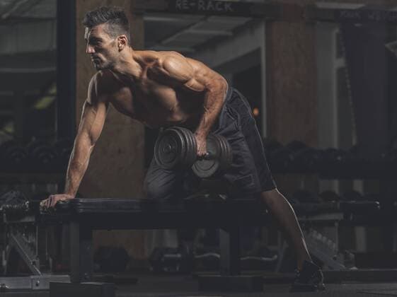 Bodybuilder in gym model released Symbolfoto  MADF001108